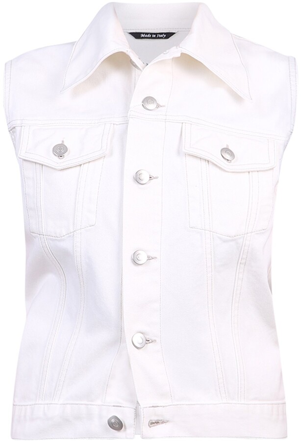 white jean jacket vest