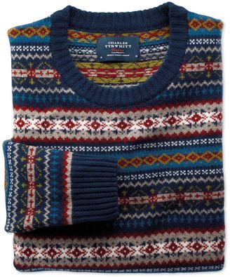 Charles Tyrwhitt Multi Fairisle Crew Neck Wool Sweater Size XXL