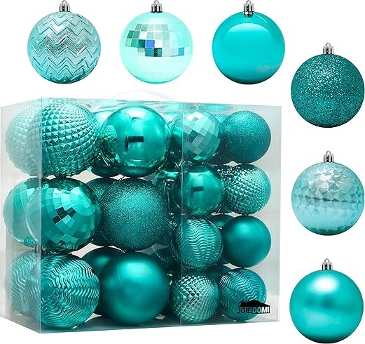 Joiedomi 46ct Assorted Size Christmas Ball Ornaments, Shatterproof Hanging Ball Ornaments for Christmas Tree, Holiday Indoor Party Decoration, Xmas Tree Ornaments (Teal)