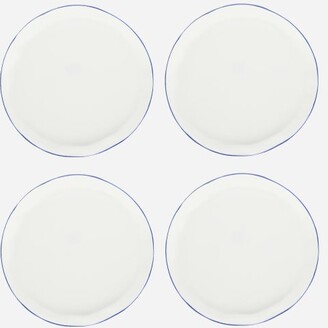 FELDSPAR Set Of Four Painted-rim Fine China Cake Plates - Blue White