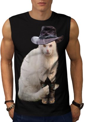 Mister Cat Hat Cute Funny Men XL Sleeveless T-shirt | Wellcoda