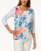 Thumbnail for your product : Alfred Dunner Petite Sun City Lace-Panel Embellished Top