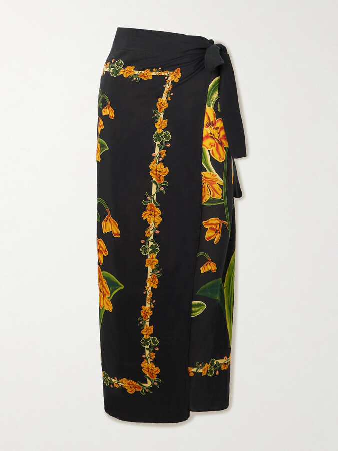 Agua by Agua Bendita Lavanda Cordillera Floral-print Cotton And Silk-blend Voile Pareo - Multi