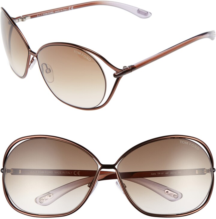 Tom Ford Carla 66mm Oversized Round Metal Sunglasses - ShopStyle