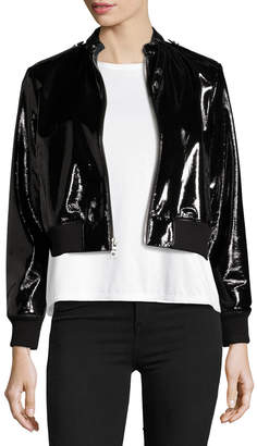 Alice + Olivia Nixon Mock-Collar Patent Leather Jacket