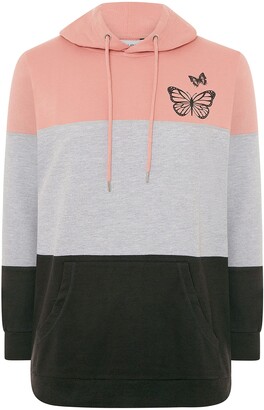 Yours - Pink Colourblock Butterfly Hoodie - Women's - Plus Size Curve