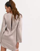 Thumbnail for your product : ASOS Design DESIGN long sleeve satin shift mini dress in washed satin