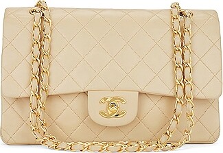 Chanel Quilted Lambskin Shoulder Bag in Beige - ShopStyle