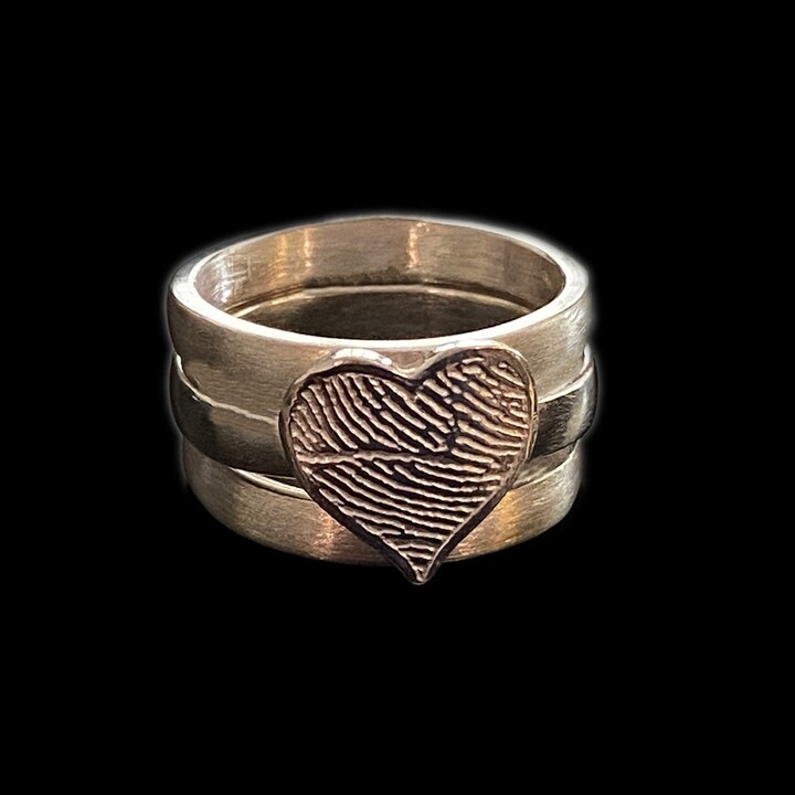 Etsy Fingerprint Ring Personalized Memorial Sterling Wide Band Stacking Bands Engraved Imprint Sentimental Keepsake Grief & Comfort Gift