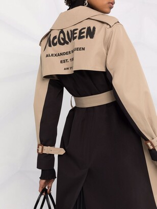 Alexander McQueen Hybrid Graffiti belted trench coat