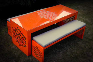 Amelie Design Elegance Alumminium Isometric Table And Bench Set