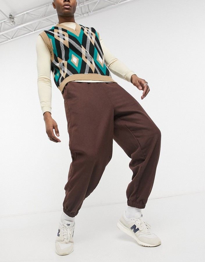 ASOS DESIGN oversized tapered sweatpants in tobacco - ShopStyle