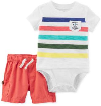 Carter's 2-Pc. Striped Cotton Bodysuit and Shorts Set, Baby Boys