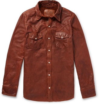 Jean Shop Slim-Fit Leather Western Shirt