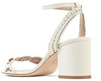 Tory Burch Marguerite Embellished Perforated Leather Sandals - Ivory