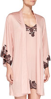 Thumbnail for your product : Josie Natori Charlize Floral Lace-Trimmed Wrap Robe, Sweet Blush