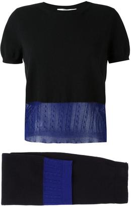 Victoria Beckham layered knit top and skirt two piece set - women - Silk/Cotton/Cashmere - 6
