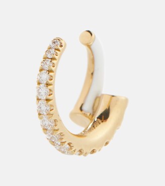 Melissa Kaye Lola 18kt gold ear cuff with diamonds