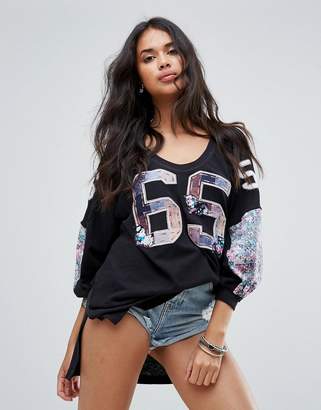Free People Floral Bomb Print Long Sleeved T-Shirt