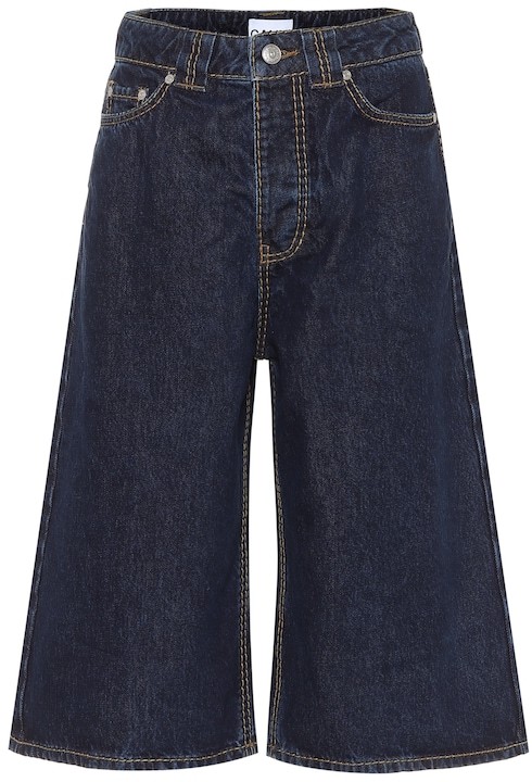high rise denim bermuda shorts