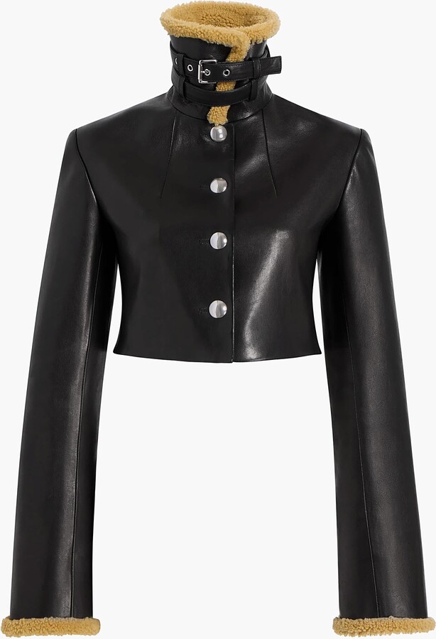 Jodie Jacket in Black Leather with Shearling