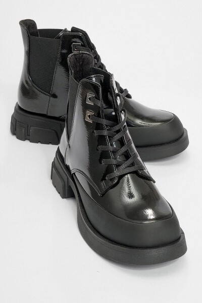 Prologue Shoes Challo-BlackPatentElasticCombatBoot(Women)blackpatent7PrologueShoes
