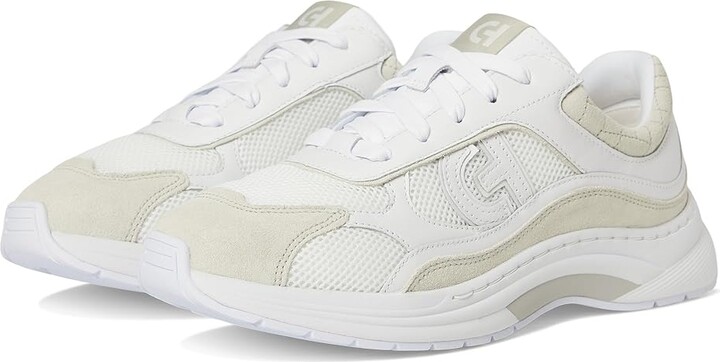 Cole Haan Grandpro Eleeana Runners Women's Shoes White Leather/Silver Birchsuede : 7.5 C - Wide, Leather/Suede