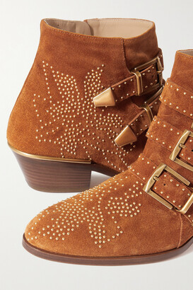 Chloé Susanna Suede Studded Ankle Boots - Brown