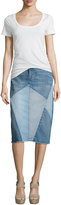 Thumbnail for your product : Current/Elliott The Patchwork Denim Skirt, Tidal Wave