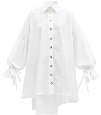 Halpern Tie-cuff Cotton-poplin Shirt Dress - White