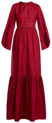Roksanda Elvira Gathered Hem Silk Satin Twill Gown - Womens - Red