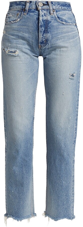 Moussy Vintage Lomita Distressed Straight-Leg Jeans - ShopStyle