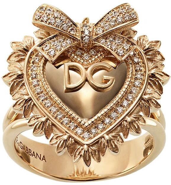 Dolce & Gabbana 18kt yellow gold diamond Devotion ring - ShopStyle