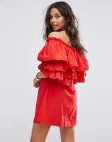 Thumbnail for your product : boohoo Off The Shoulder Ruffle Shift Dress