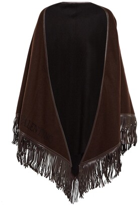 Valentino Leather-trimmed cashmere shawl