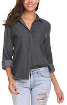 Thumbnail for your product : Zeagoo Women's Casual Button Down Long Sleeve Chambray Denim Pocket Shirt