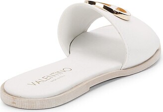 Valentino by Mario Valentino Women's Logo Leather Flat Sandals