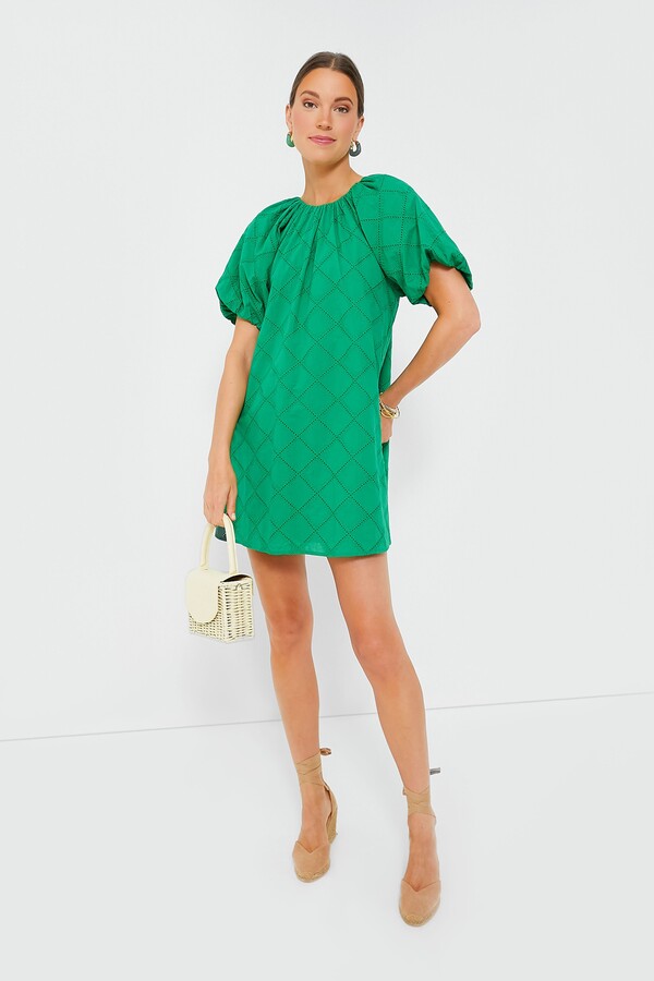 Hyacinth House Green Eyelet Quincy Mini Dress - ShopStyle