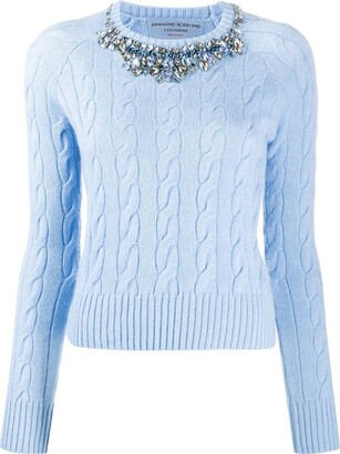 pink sweater with embellished collar