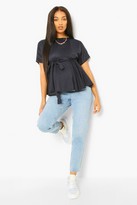 Thumbnail for your product : boohoo Maternity Batwing Tie Waist Peplum Top