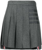 Thumbnail for your product : Thom Browne 4-Bar pleated flannel mini skirt