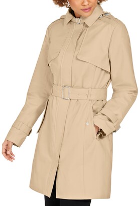 Cole Haan Hooded Belted Trench Coat