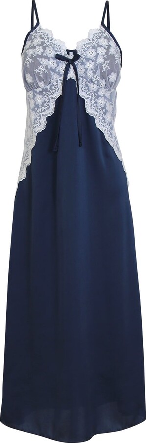 Luna Luz Audrey Satin Sleeveless Bra-Cup Slip Nightdress