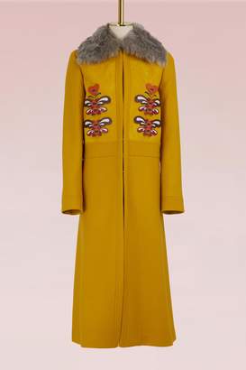 Anya Hindmarch LONG 70S COAT LEATHER APPLIQUE