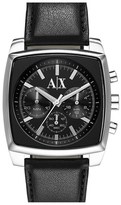 Thumbnail for your product : Armani Exchange Square Chronograph Leather Strap Watch, 40mm