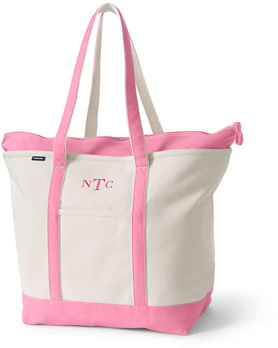 Extra Large Natural Zip Top Long Handle Canvas Tote Bag