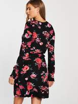 Thumbnail for your product : Very Ruched Cuff Jersey Dress - Floral Print