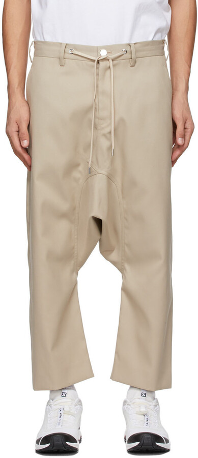 Fumito Ganryu Beige Wool Sarouel Trousers - ShopStyle Dress Pants