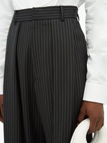 Thumbnail for your product : Edward Crutchley Pleated Pinstripe Wool-twill Wide-leg Trousers - Black