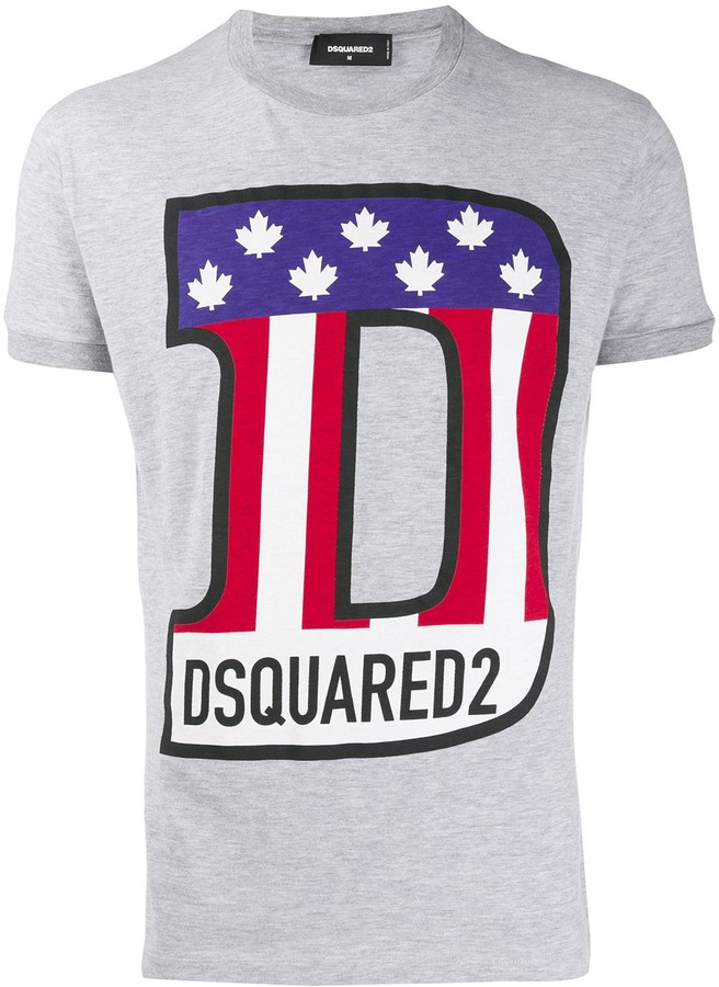DSQUARED2 flag logo printed T-shirt - ShopStyle